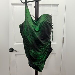 Lane Bryant Green and Black One-Piece Swimsuit